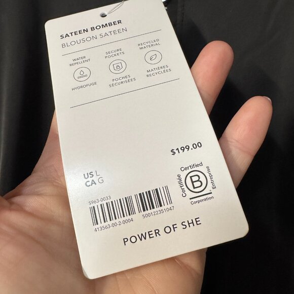 Athleta Santeen Bomber Jacket New With Tags Size Large Black Water Repellent - Picture 9 of 10